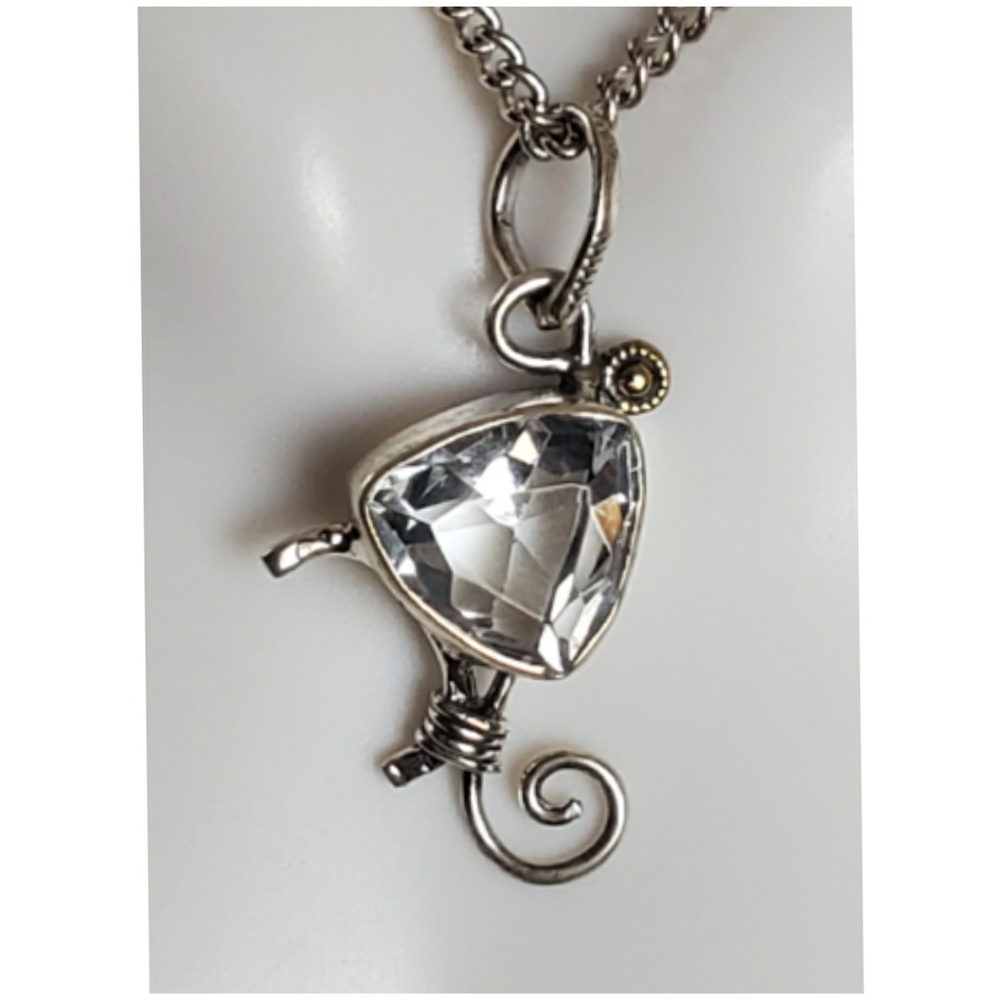 Genuine 3.5ct White Topaz Pendant/Necklace 1" long - Picture 1 of 4